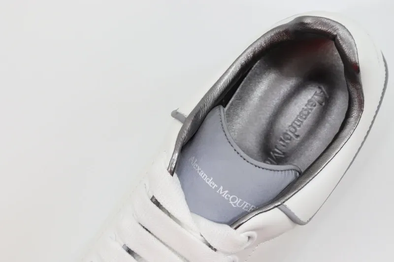 ALEXANDER MCQUEEN LEATHER PLATFORM TRAINERS SNEAKERS GRAY-WHITE REPLICA