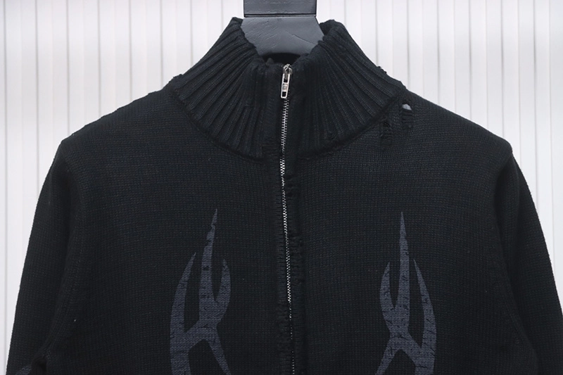 Flame Totem Zip-up Cardigan
