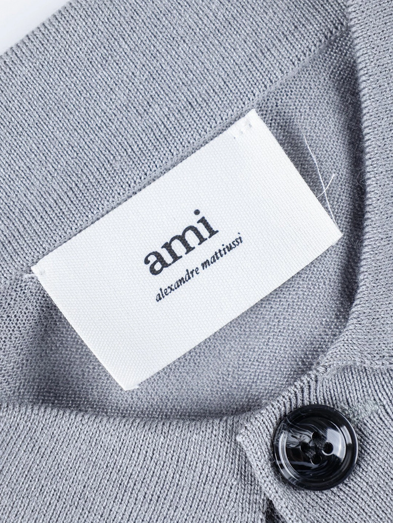 Ami Heart Embroidered Basic Polo Sweater