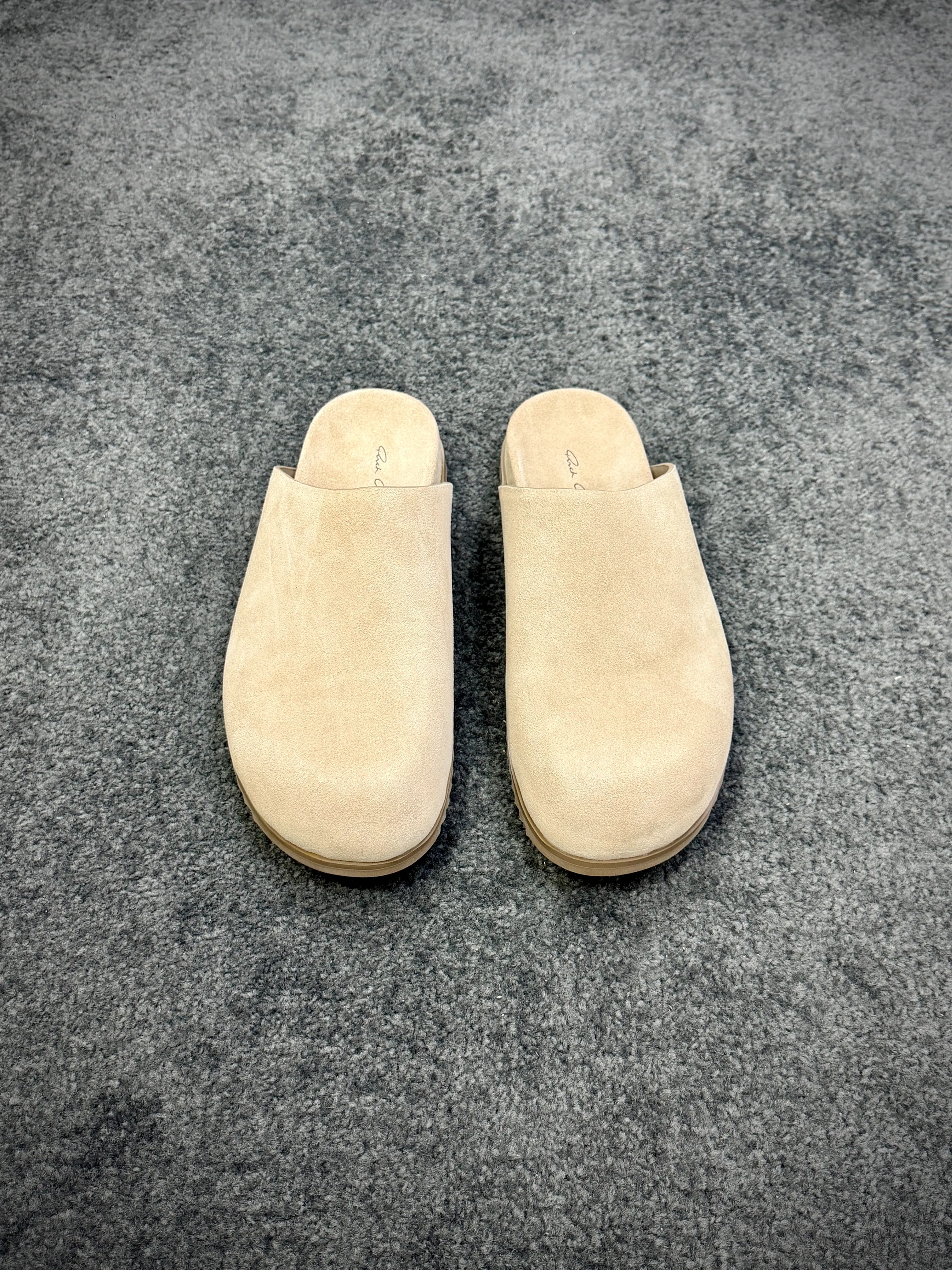 R 0wens Beige Leather Granola Mules