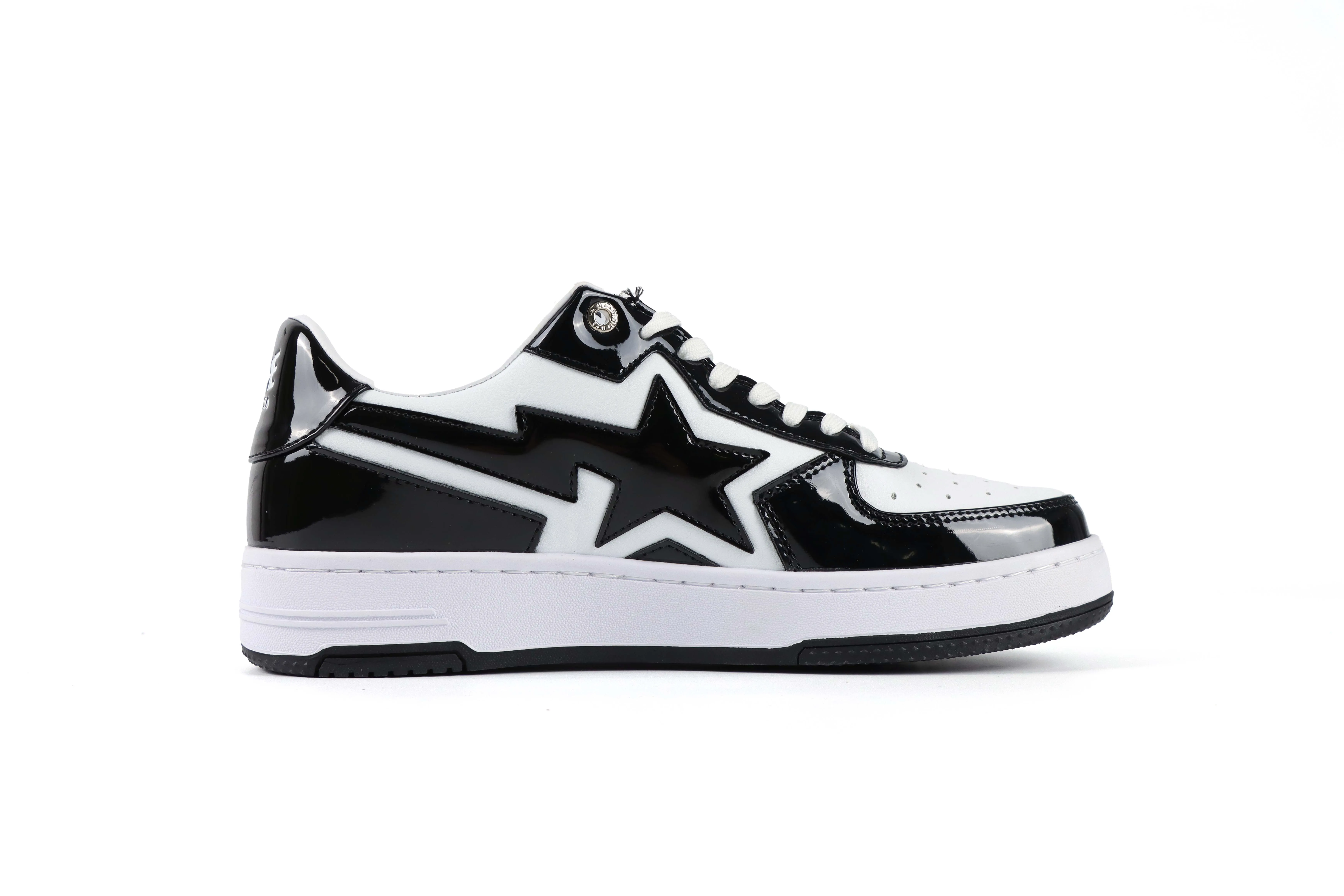 A Bathing Ape BAPE STA Icon #1 Black White Sneakers Right Side View