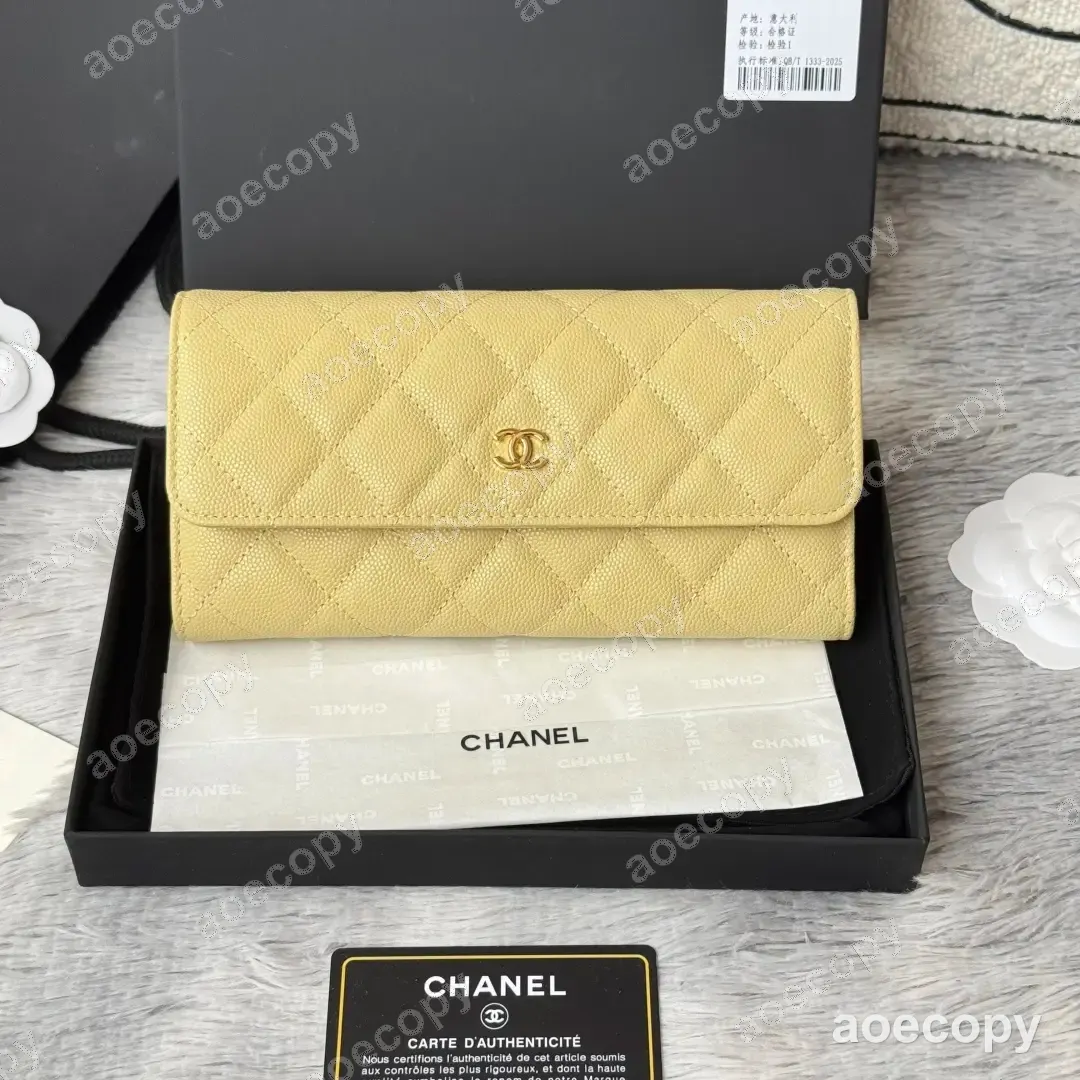 可愛い シャネル クラシック フラップ グレインレザー ロングウォレット N級品 No.0087