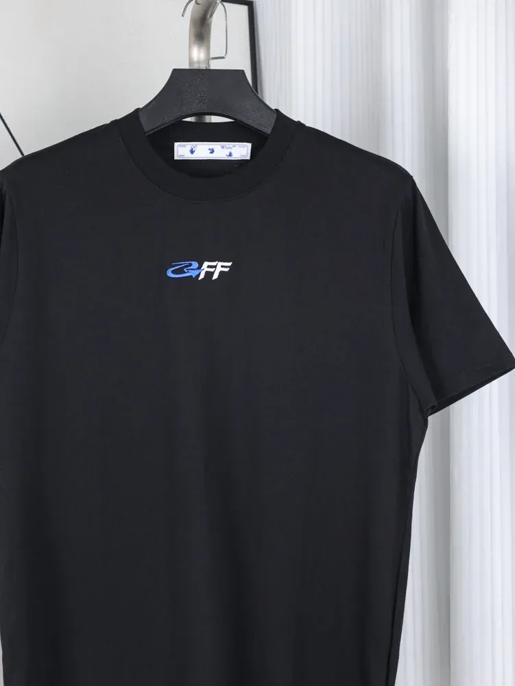 Off-White Blue Arrow Letter Embroidered T-Shirt