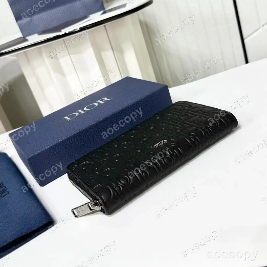可愛い ディオール レザー ブラック ロングウォレット N級品 No.0033