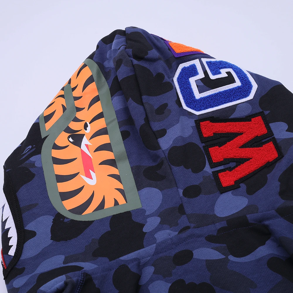 Shark Full Zip Hoodie Double Hood (Blue/ Red /Purple)