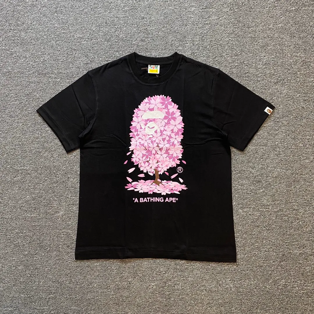 BAPE Cherry Blossom Ape Head Graphic Cotton T-Shirt