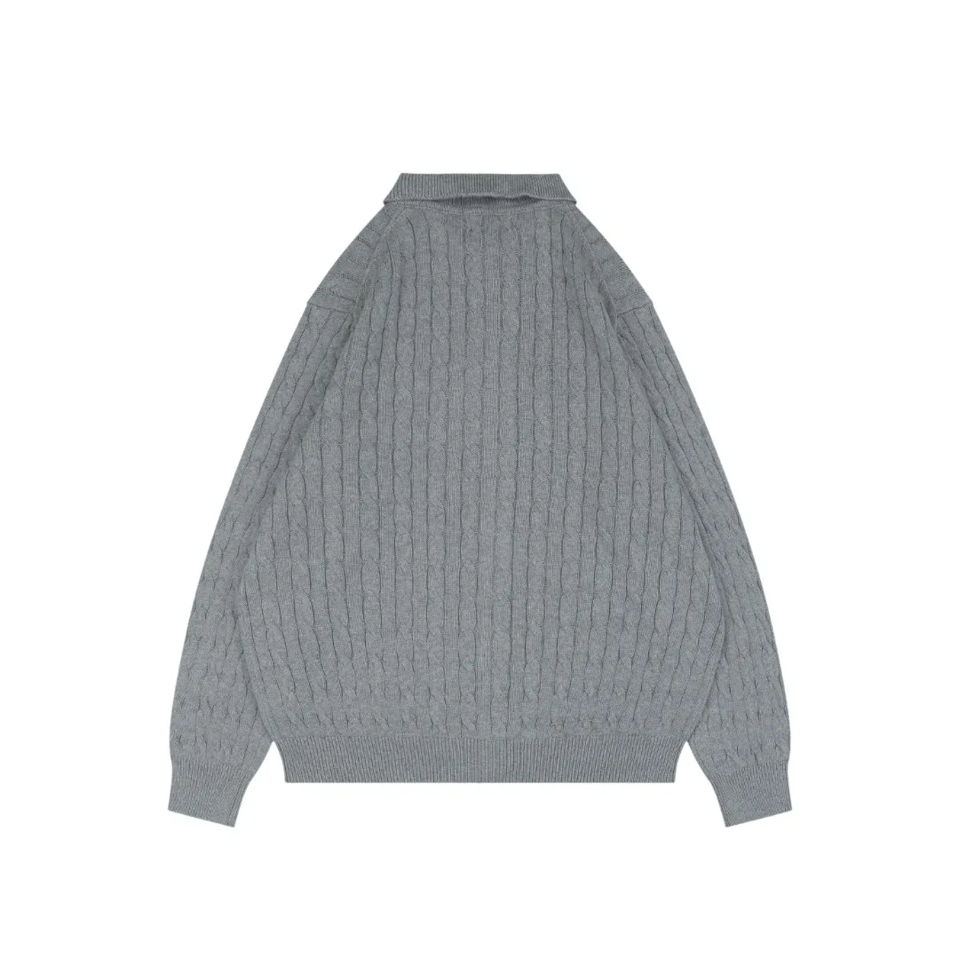 Back View RL Pony Logo Cable Knit Cardigan Sweater