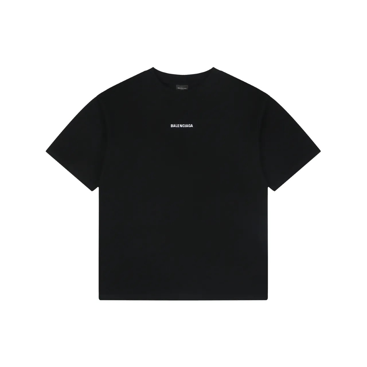 Small Front Big Back White Logo Cotton T-Shirt