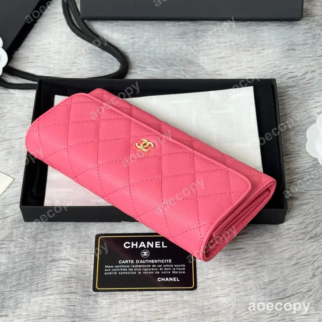 可愛い シャネル クラシック フラップ グレインレザー ロングウォレット N級品 No.0090