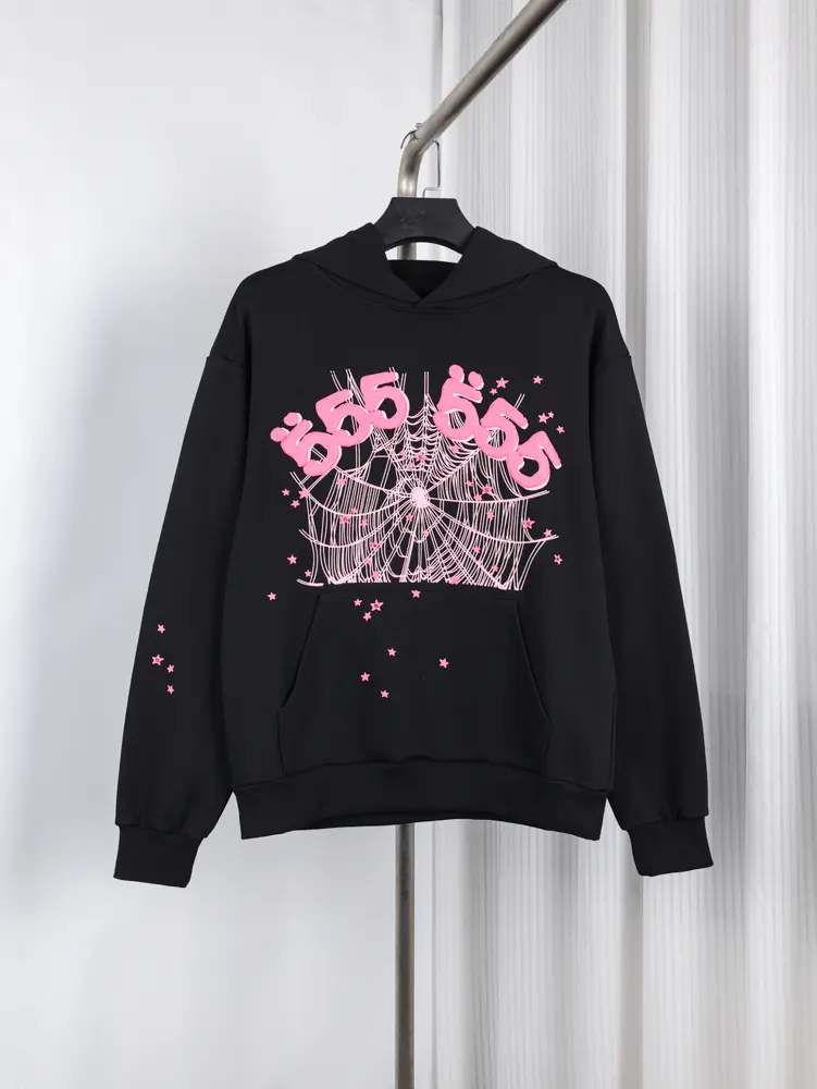 SP5DER 555 Web “Black/Pink” Hoodie
