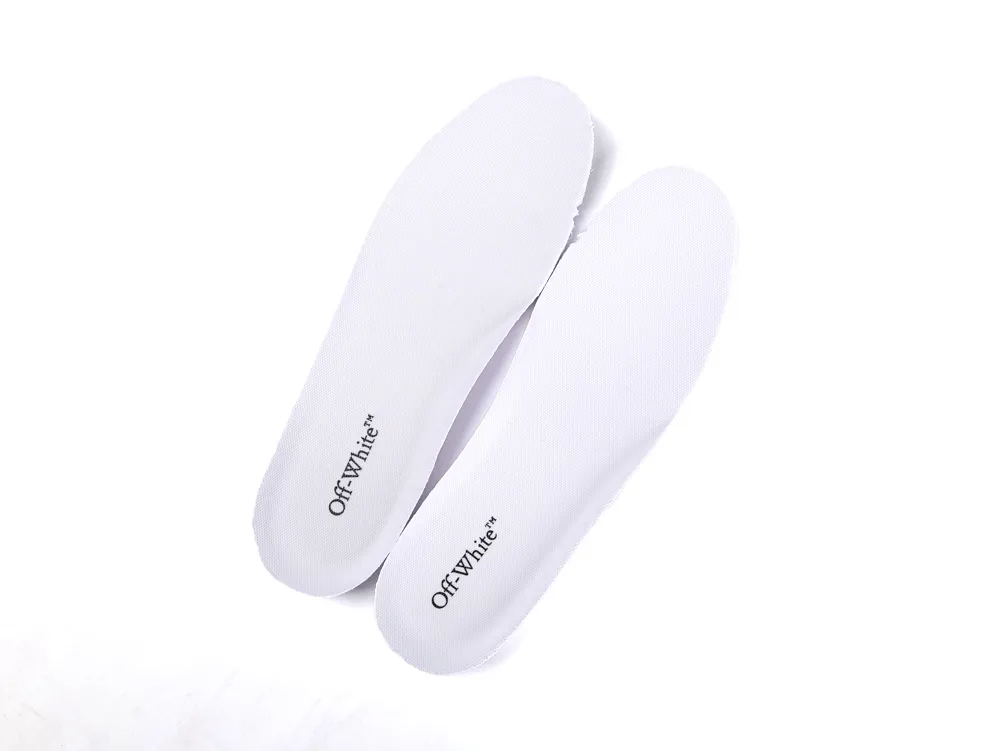 Pair of white fabric insoles with printed text, designed for comfort and fit.
