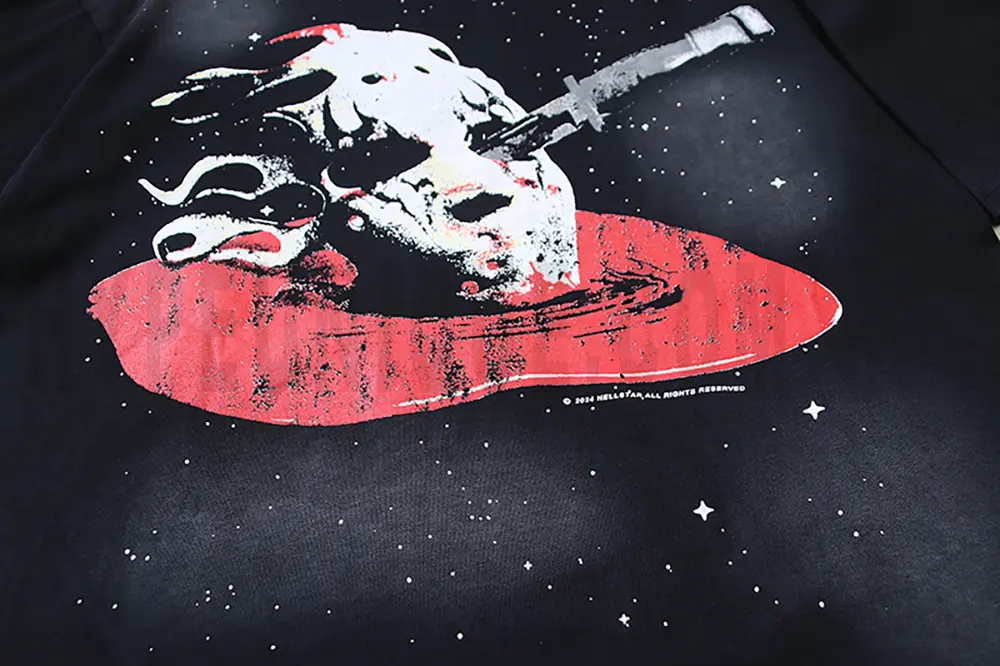 Close-up of the front print details.