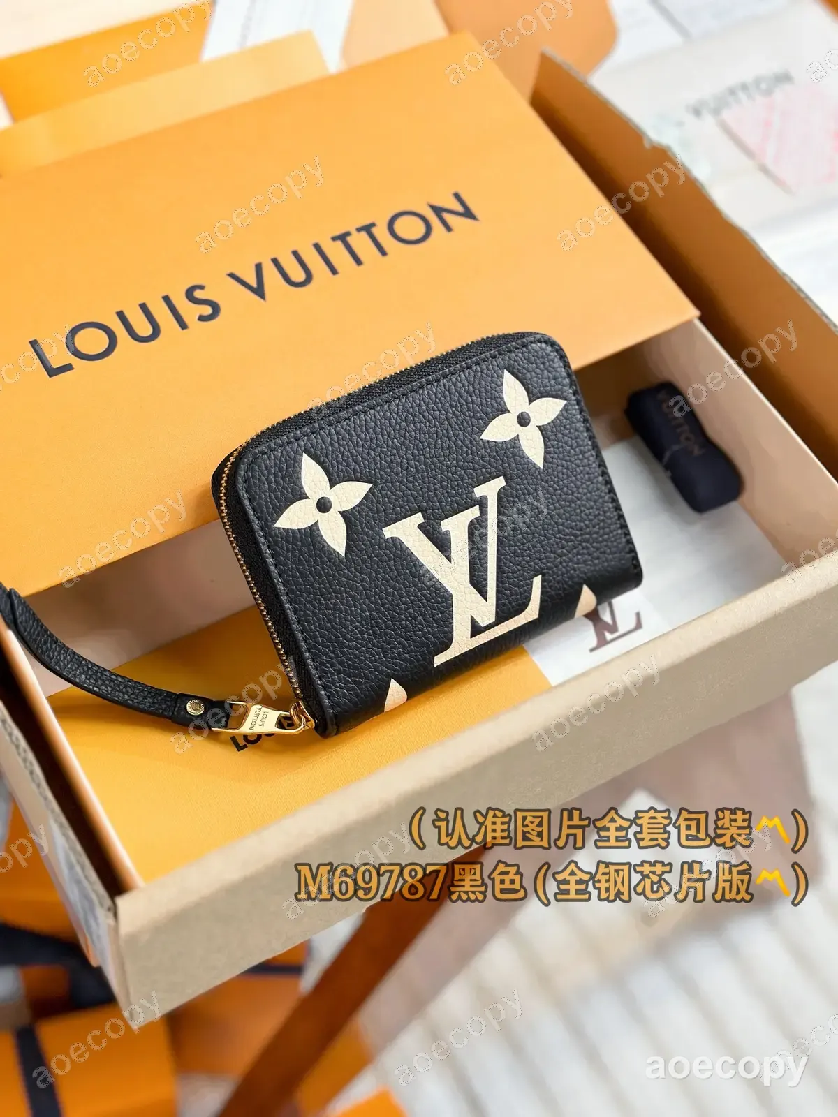 可愛い ルイ・ヴィトン レザー ブラック ウォレット N級品 M69787 No.0011