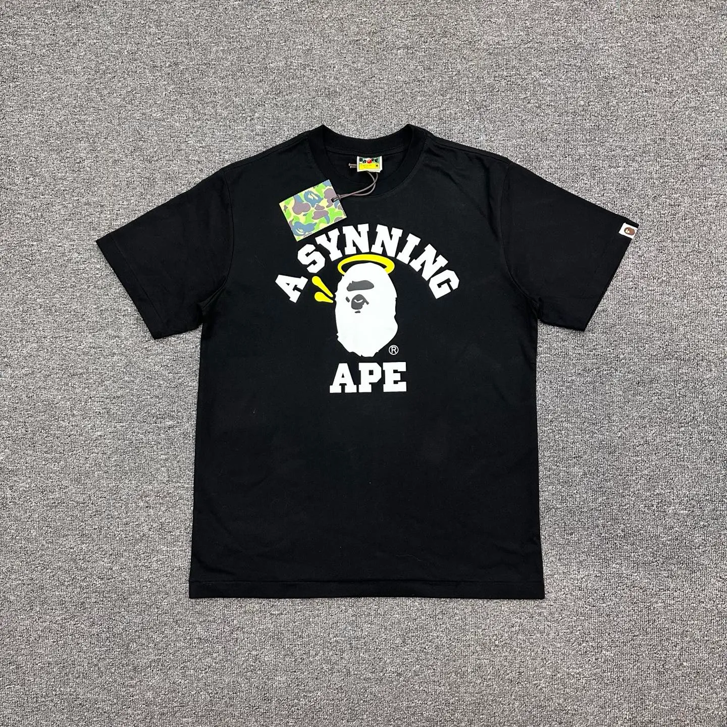 BAPE BLACK Letter Print Crew Neck T-Shirt