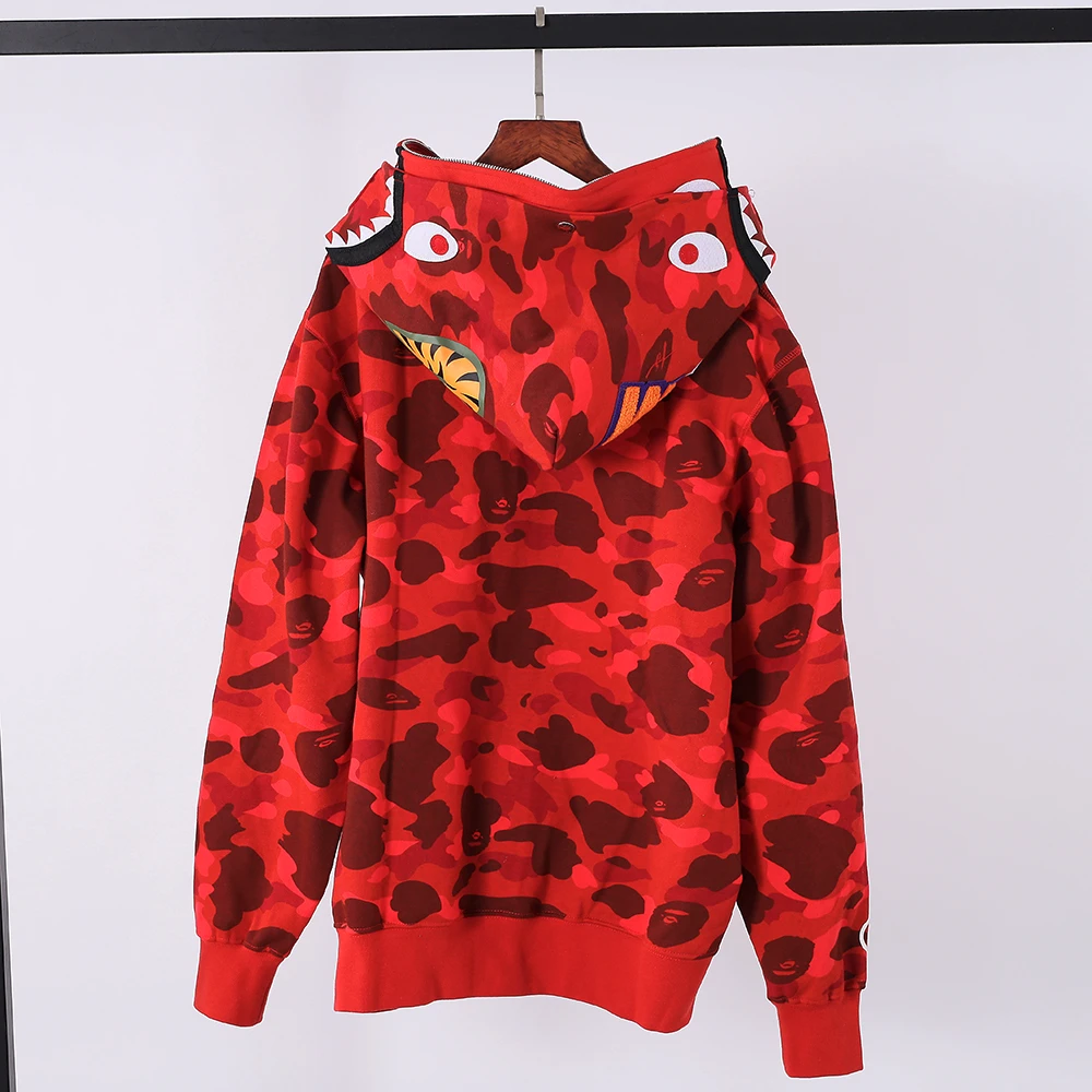 Shark Full Zip Hoodie Double Hood (Blue/ Red /Purple)