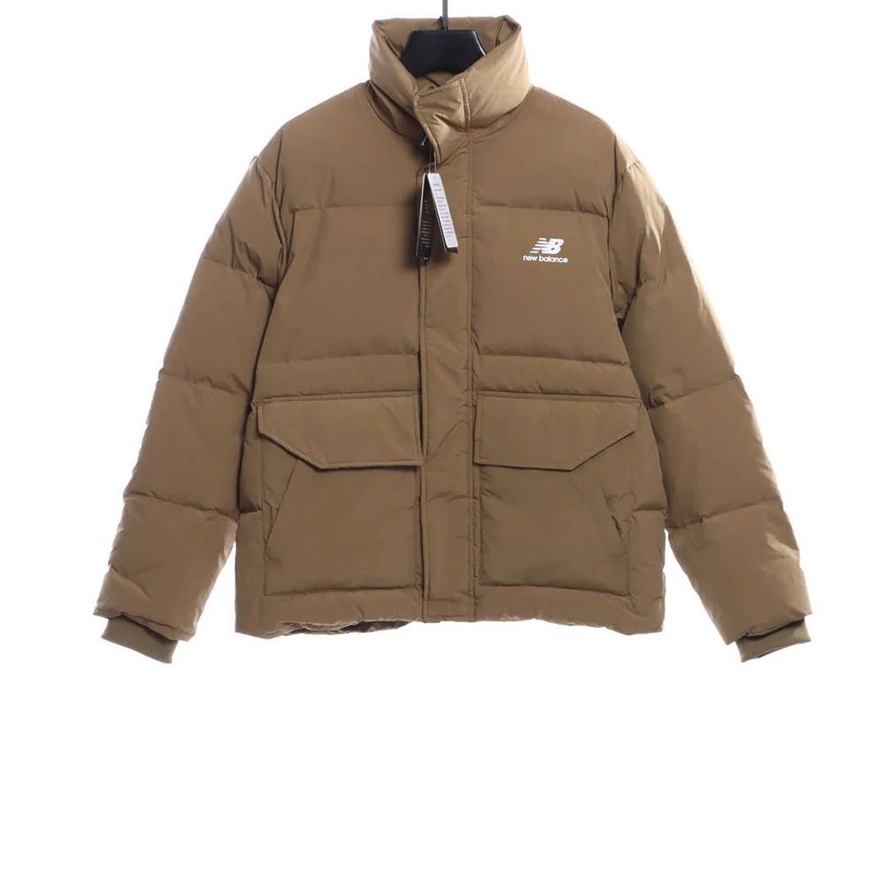 Solid color large pocket down jacket