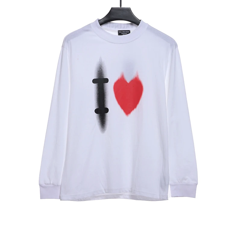 White Ink Heart Long Sleeve T-Shirt