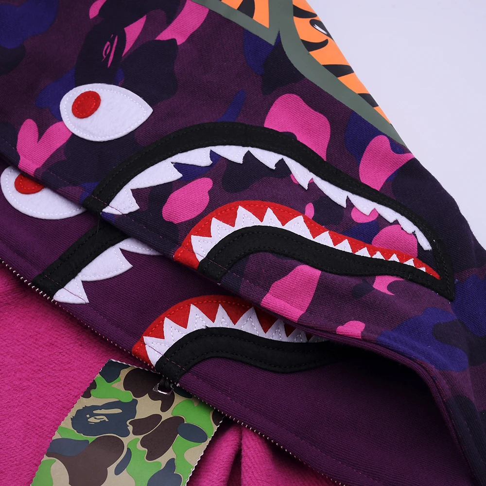 Shark Full Zip Hoodie Double Hood (Blue/ Red /Purple)