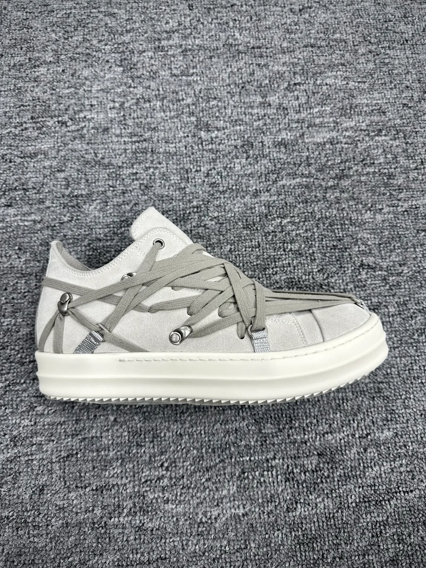 R 0wens Hollywood Megalace Low Suede “Dinge/Milk” Sneakers
