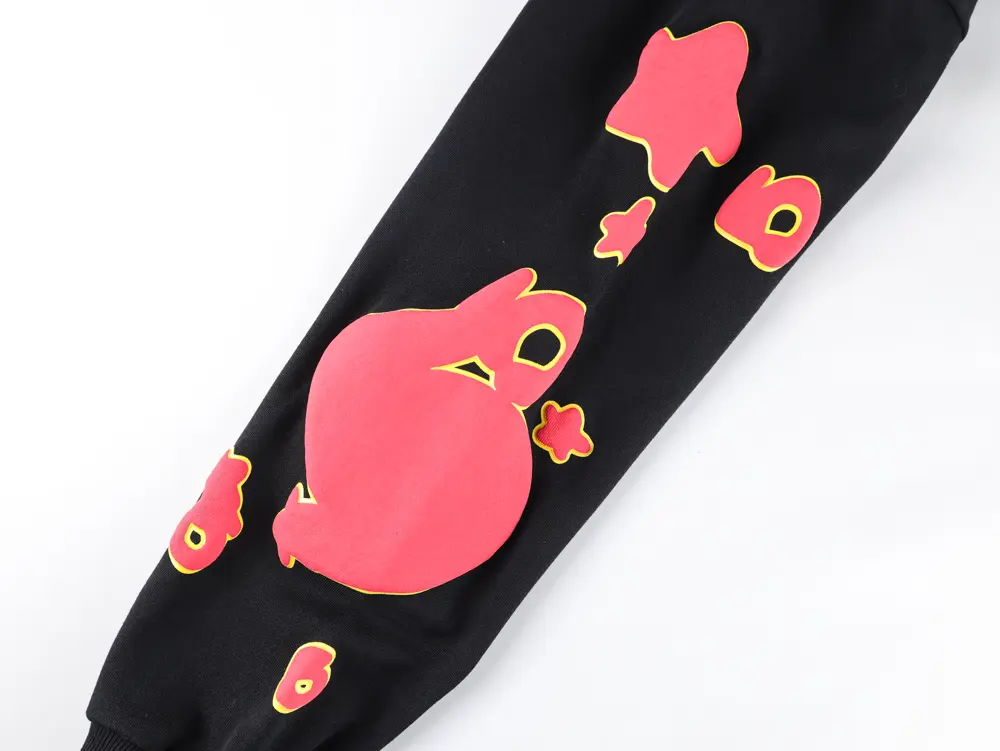 Sp5der x UY SCUTI Hoodie in Black Red.