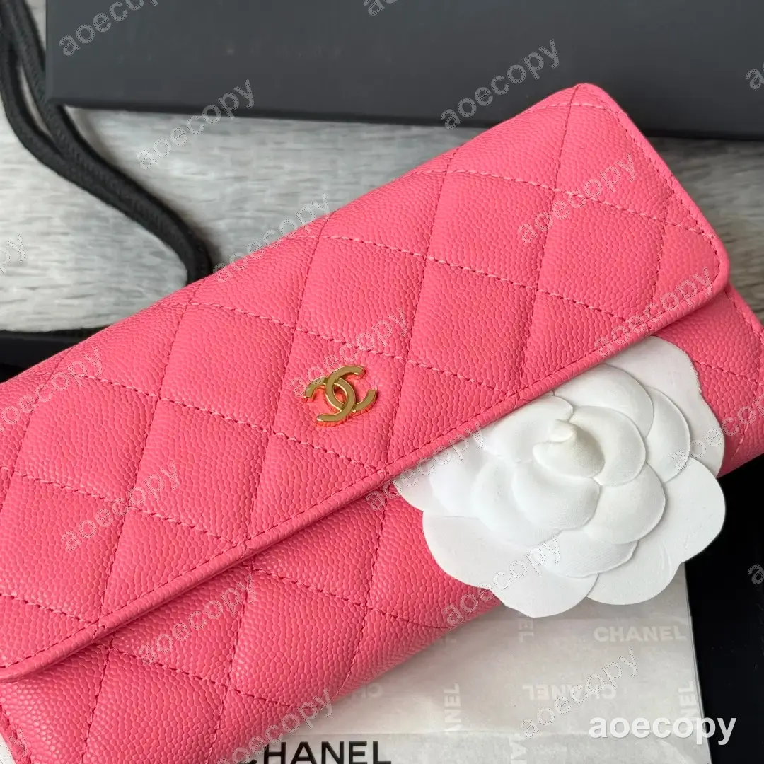 可愛い シャネル クラシック フラップ グレインレザー ロングウォレット N級品 No.0090