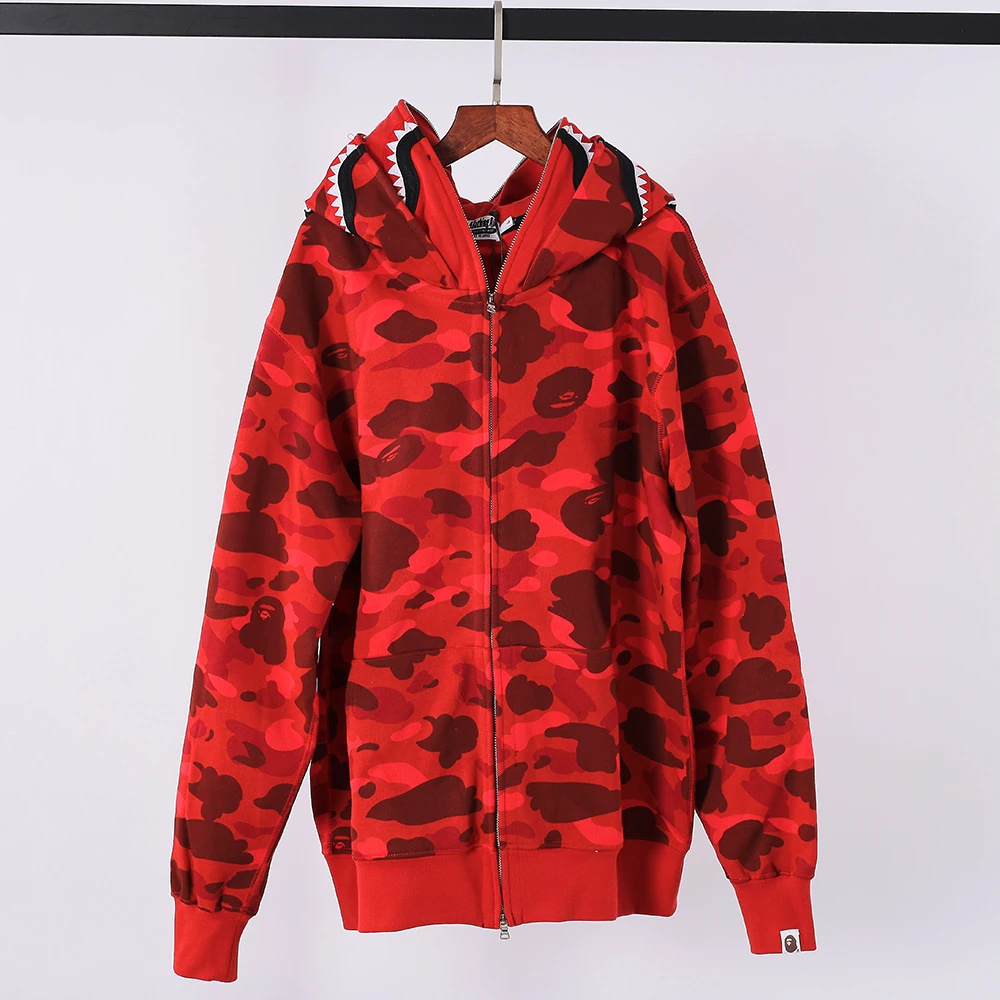 Shark Full Zip Hoodie Double Hood (Blue/ Red /Purple)