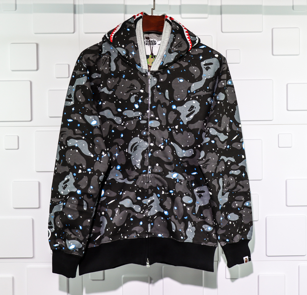 A BATHING APE BAPE SHARK 1ST CAMO GALAXY DOUBLE HOODIE