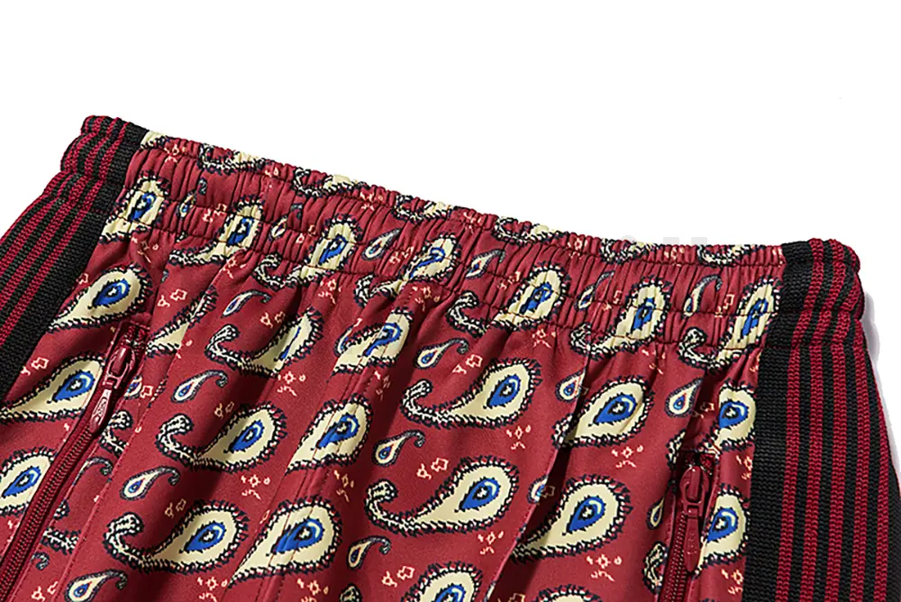 Back detail view of the red pants