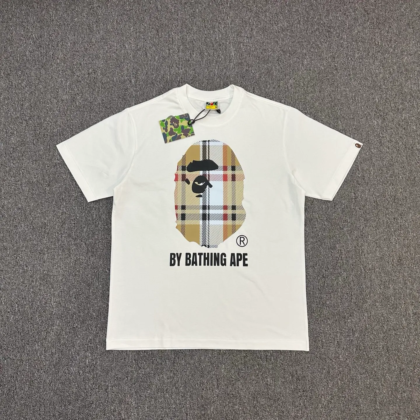 A Bathing Ape Plaid Ape Head Graphic T-Shirt