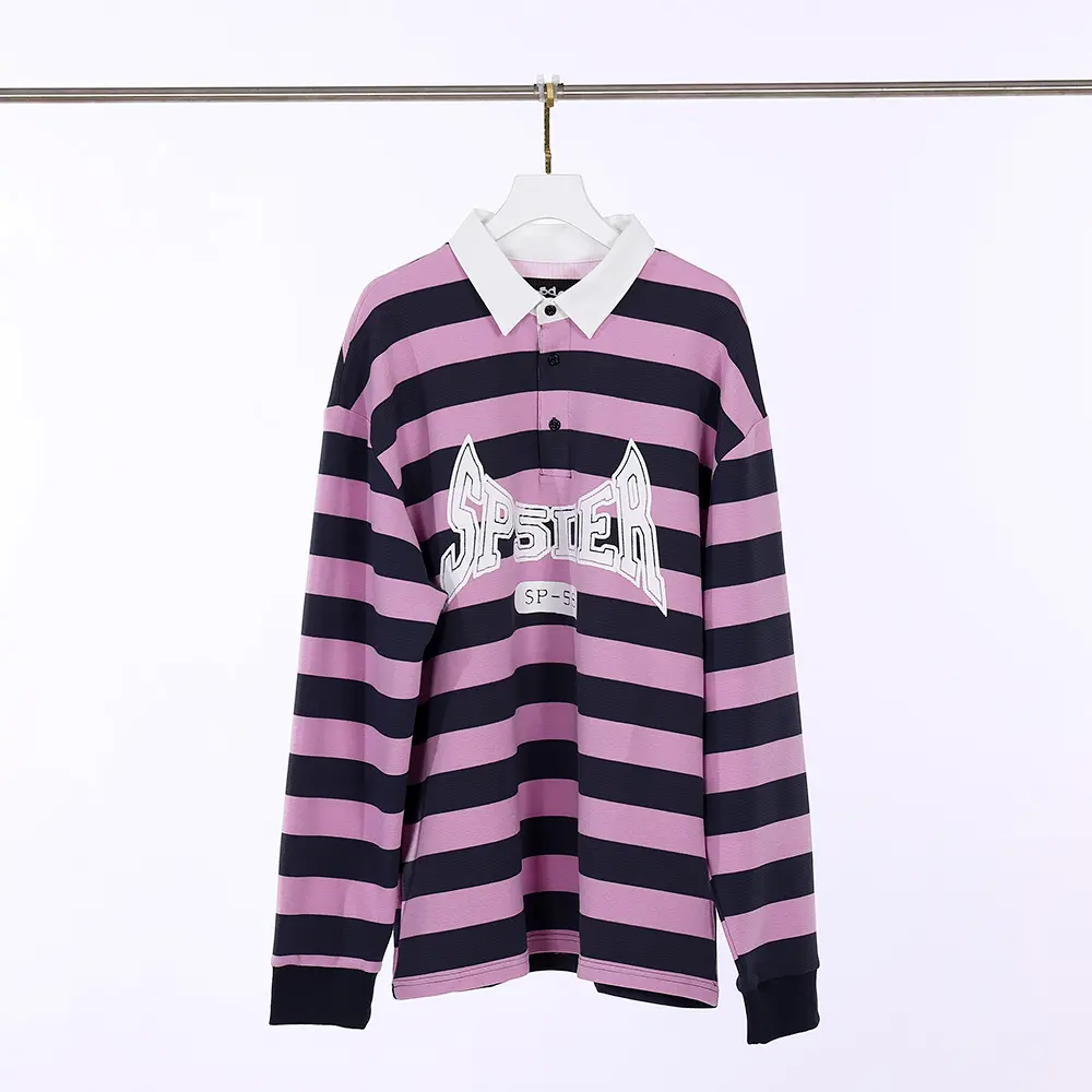 Sp5der T&F Patch Rugby Shirt ‘Pink/Navy’