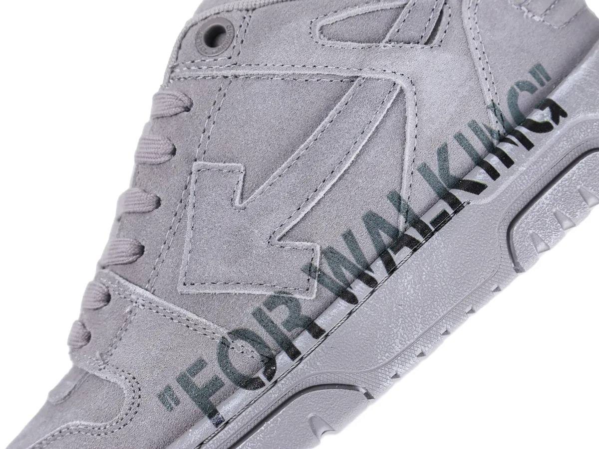 Off-White Out of Office For Walking Sneakers Grey Side View