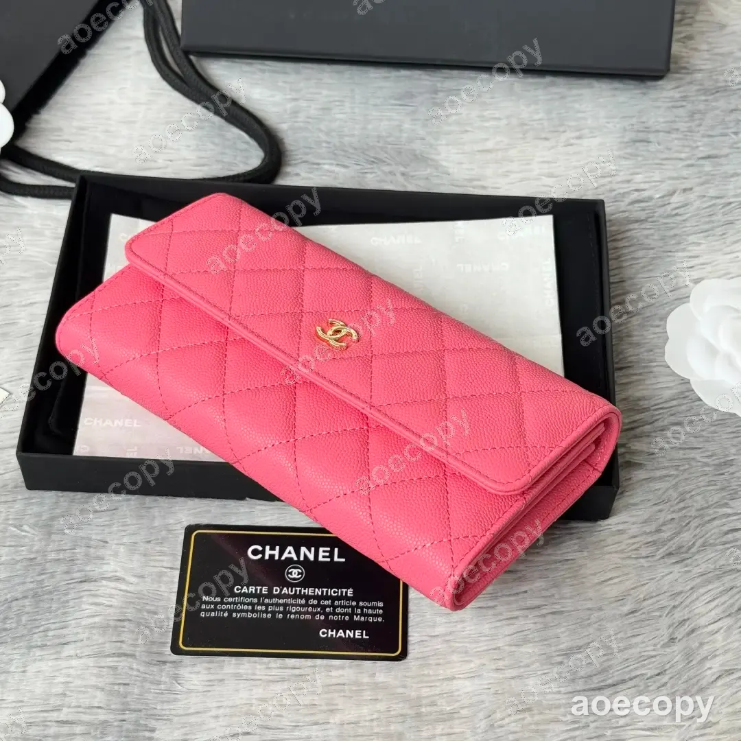 可愛い シャネル クラシック フラップ グレインレザー ロングウォレット N級品 No.0090