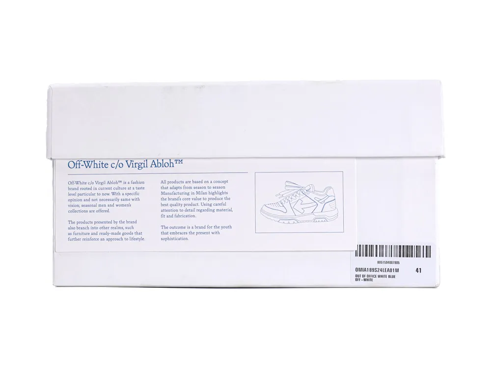 Off-White Out Of Office OOO Low-Top Sneakers White Blue Shoe Box