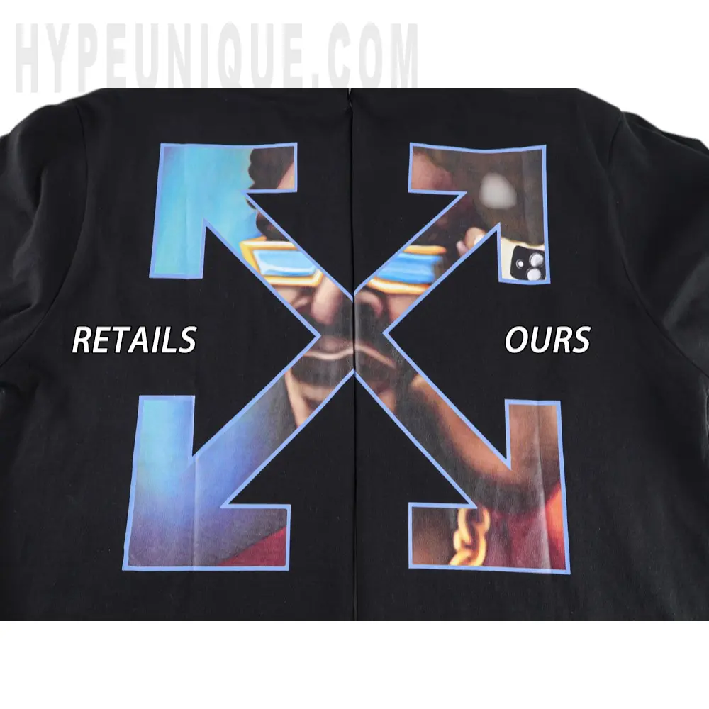Printed graphic on the back of the clothes