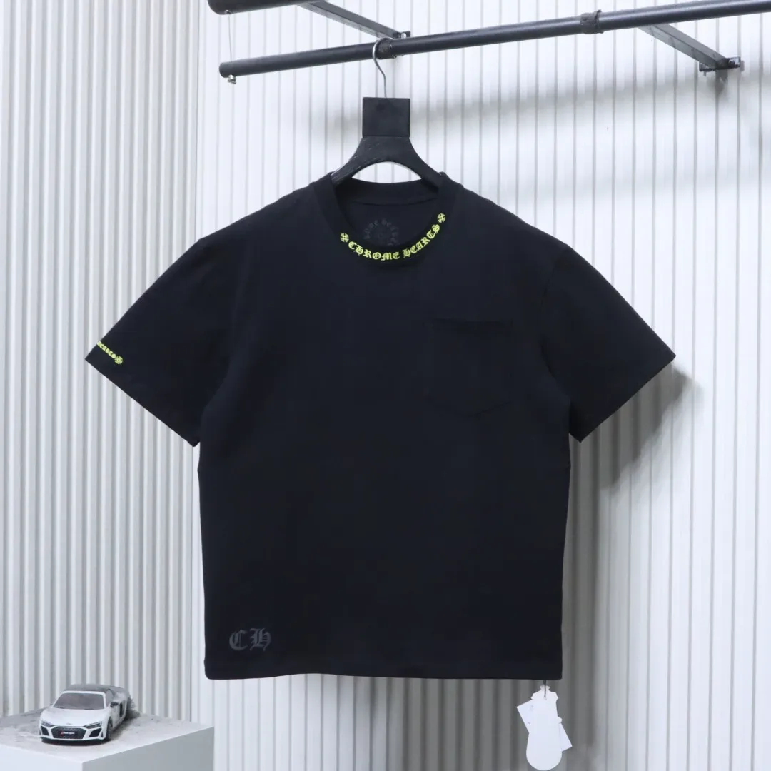 CH Pocket Letter Print Cotton T-Shirt