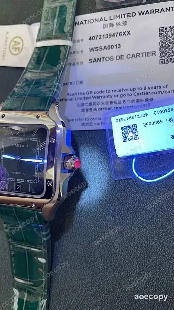 新作 カルティエ サントス クロコダイル調 グリーン ウォッチ 偽物 No.0013