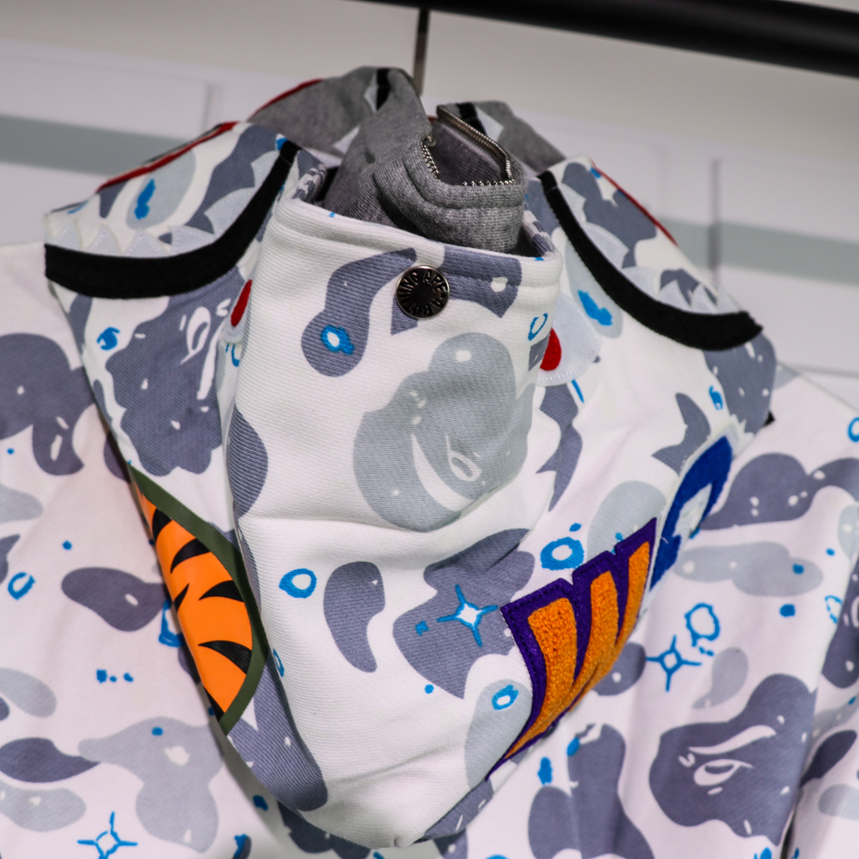 A BATHING APE BAPE SHARK 1ST CAMO GALAXY DOUBLE HOODIE
