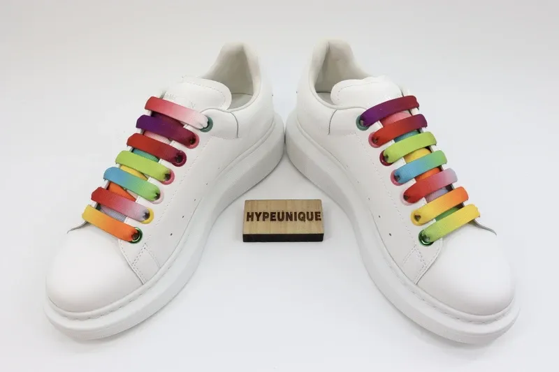 ALEXANDER MCQUEEN SHOW LEATHER PLATFORM TRAINERS SNEAKERS-RAINBOW REPLICA